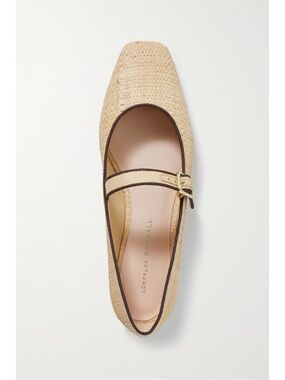 LOEFFLER RANDALL Ginger grosgrain-trimmed raffia Mary Jane ballet flats Size 8.5
